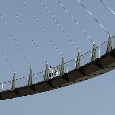 A modern bridge with blue skies