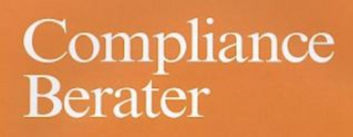 Compliance Berater in weißer Schrift auf orangen Untergrund