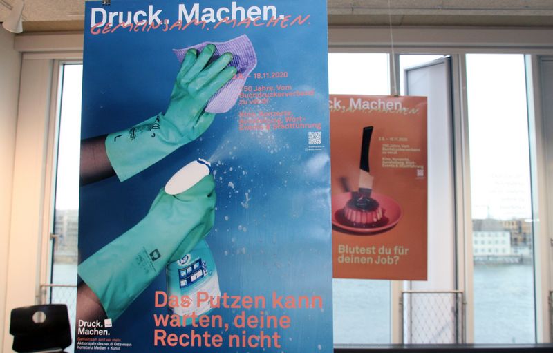 Plakat mit der Aufschrift "Druck machen"