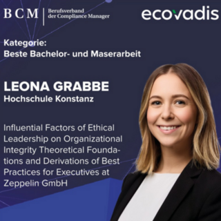 Foto von Leona Grabbe samt Titel ihrer Master-Thesis, für die sie ausgezeichnet wurde.