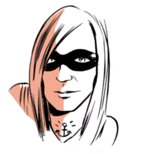Illustration von Studiengangsassistentin Christine Kaufmann, dargestellt als Superheldin mit schwarzer Augenmaske