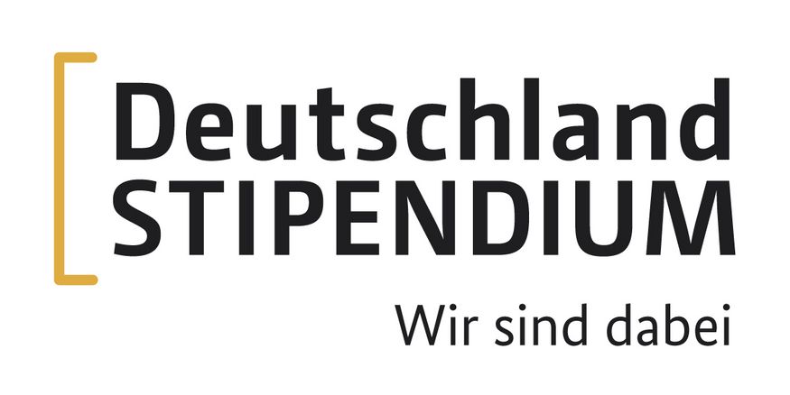 Das Logo zeigt den Text Deutschland STIPENDIUM Wir sind dabei