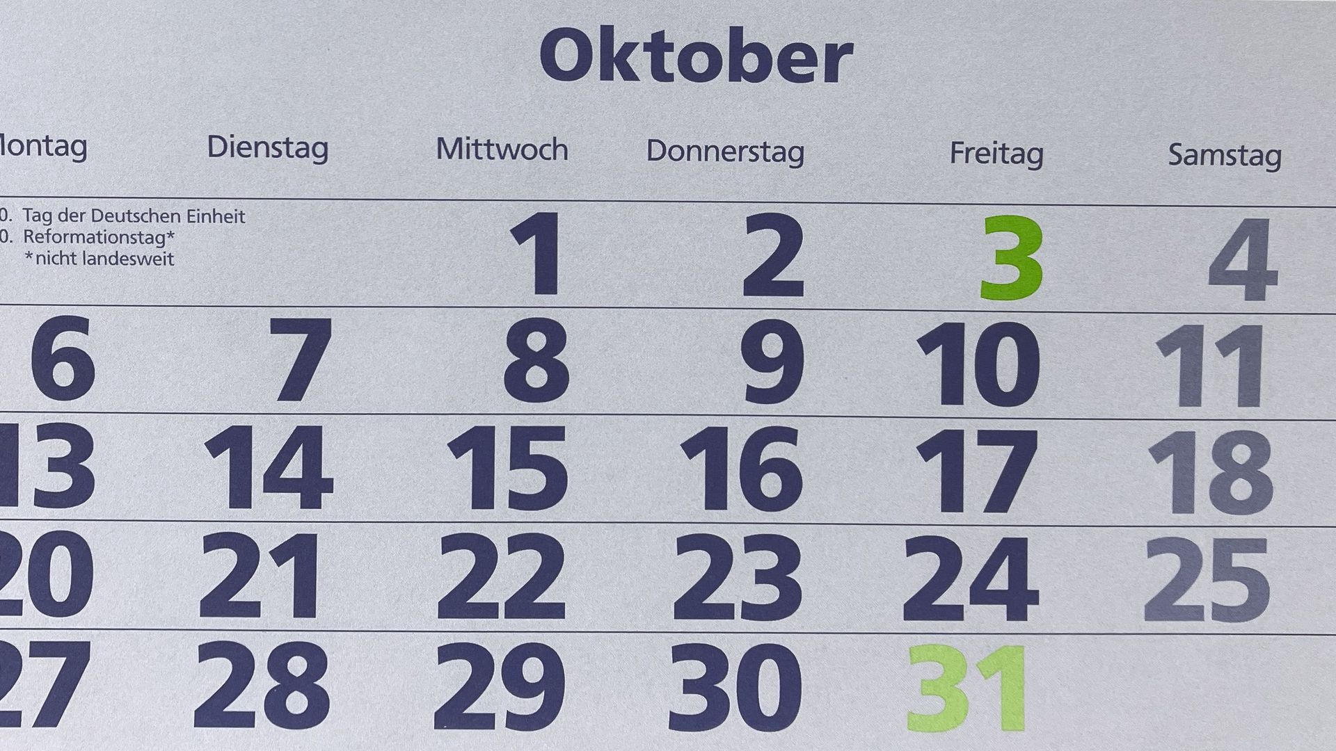 Foto von Kalenderblatt