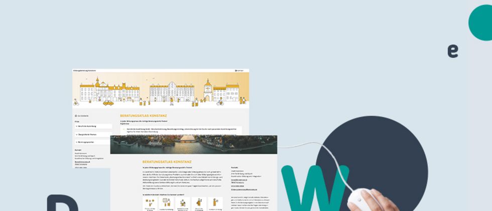 Screenshot der Startseite des Online-Beratungsatlas vor hellgrauem Hintergrund