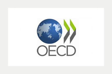 Weltkugel mit Text "OECD" darunter
