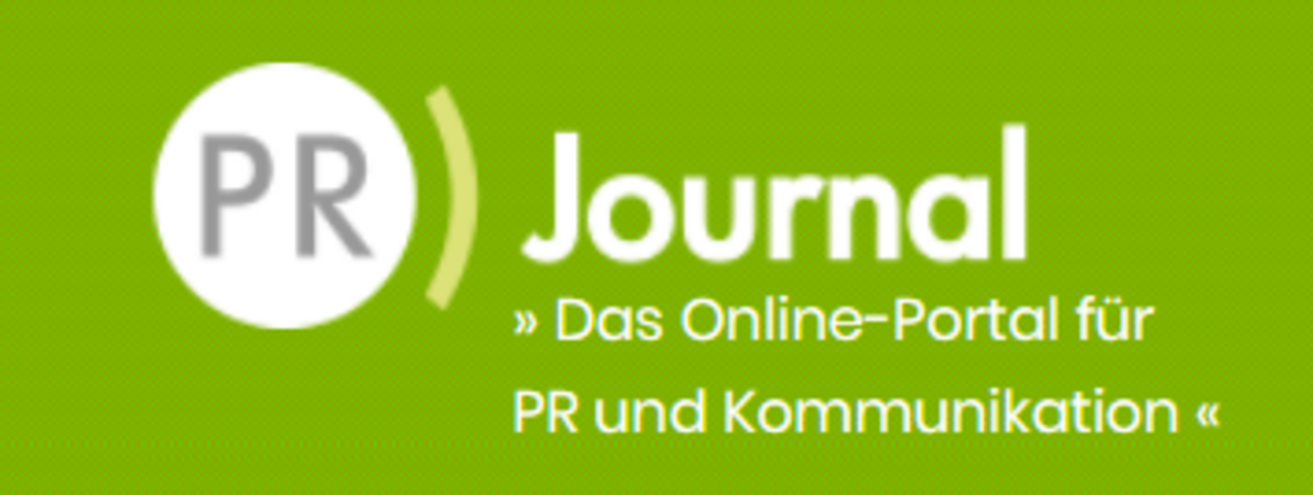 Logo "PR-Journal" in weiß auf grünen Untergrund