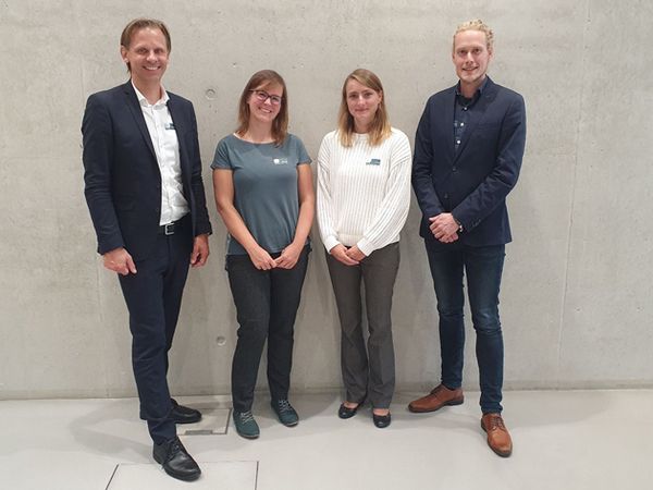 Das Forscherteam AI4Grids (von links): Prof. Dr. Gunnar Schubert, Manuela Linke, Lea Brass, Marcel Arpogaus