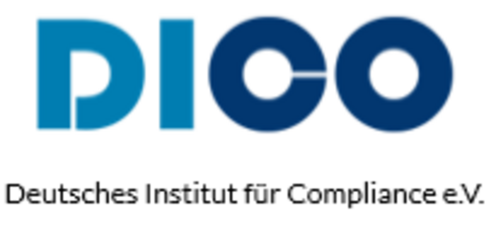 Logo Dico in blau, darunter " Deutsches Institut für Compliance e.V."