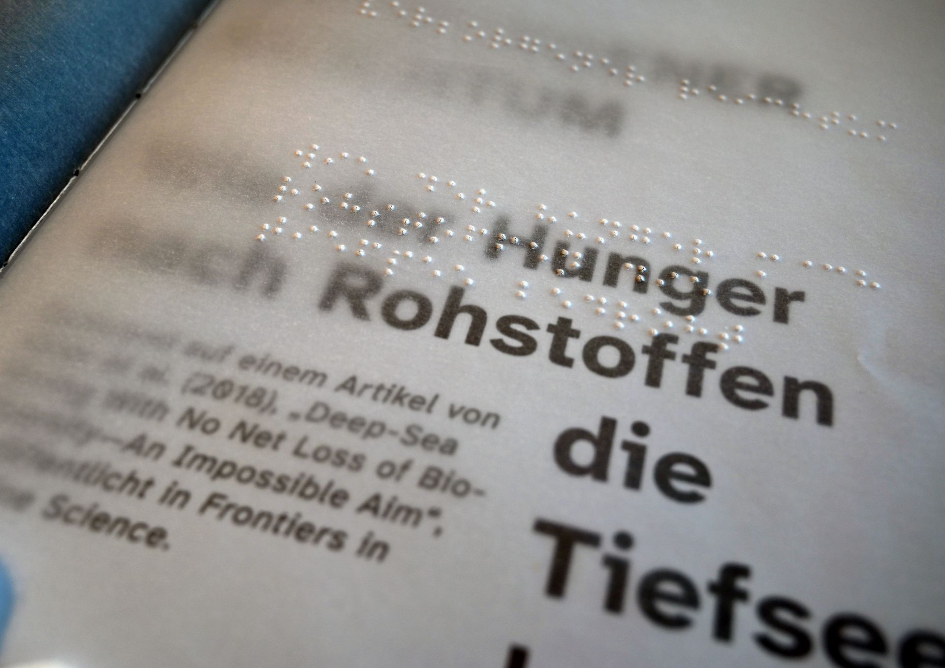 Beispiel für Arbeit mit Braille-Schrift