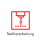Piktogramm und Schriftzug "Textilverarbeitung"