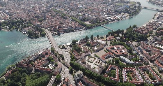 Luftaufnahme Konstanz und Konstanzer Trichter / Seerhein