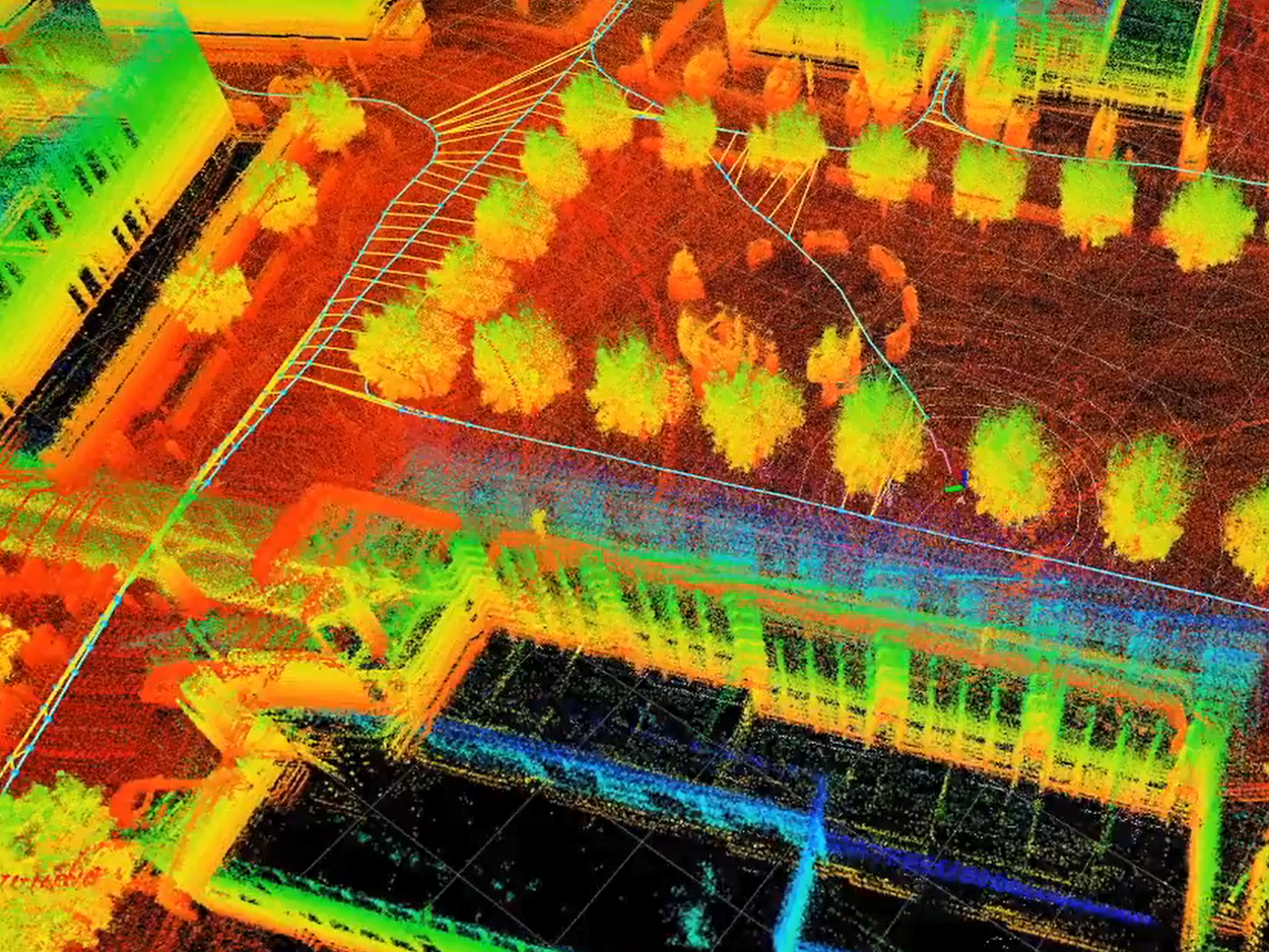 Detailierte erstellte Karte des LiDAR SLAM Verfahren auf dem Campus der HTWG Konstanz.