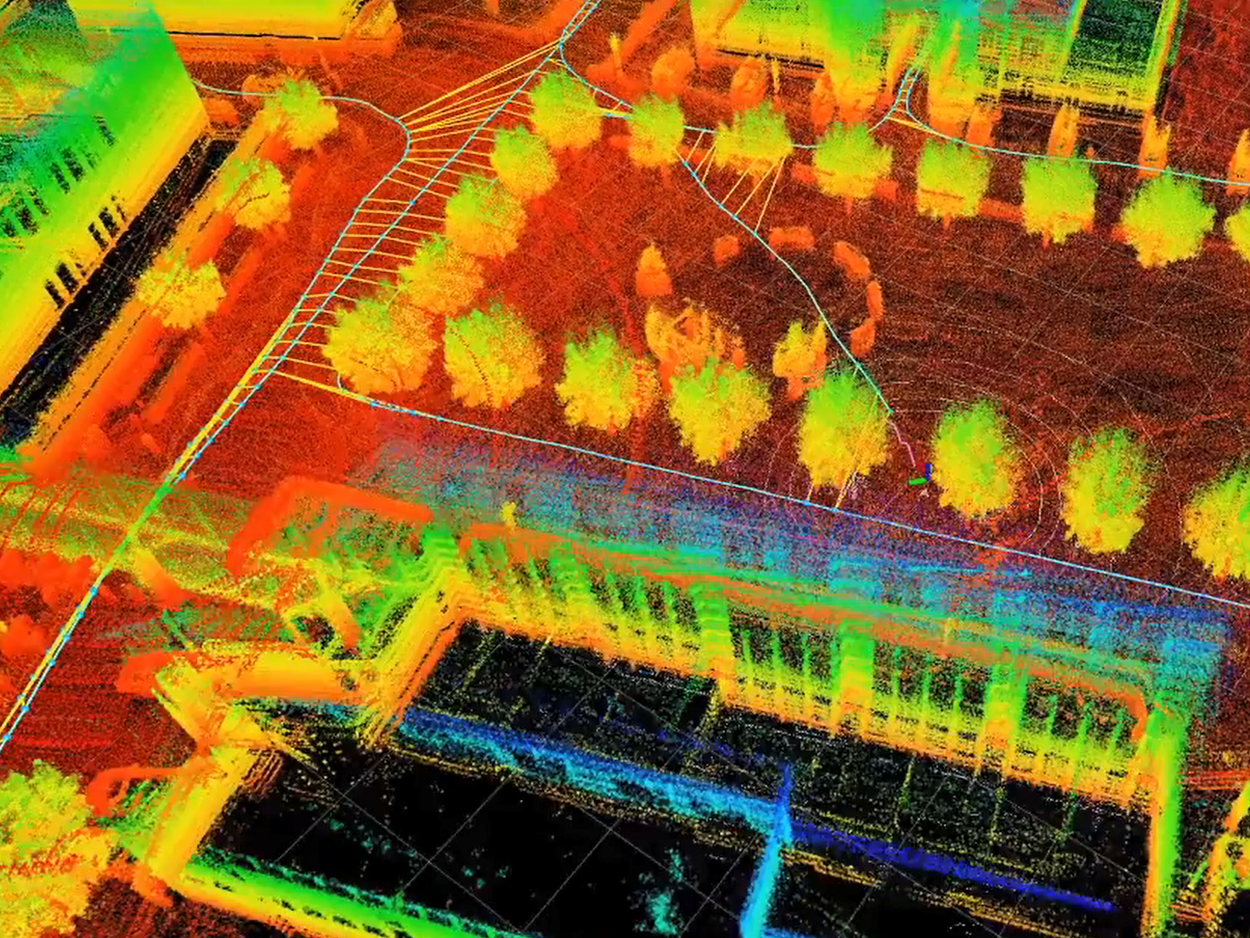 Detailierte erstellte Karte des LiDAR SLAM Verfahren auf dem Campus der HTWG Konstanz.