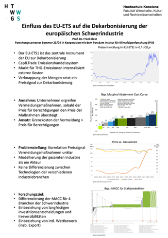 Poster "Einfluss des EU-ETS auf die Dekarbonisierung der europ. Schwerindustrie"