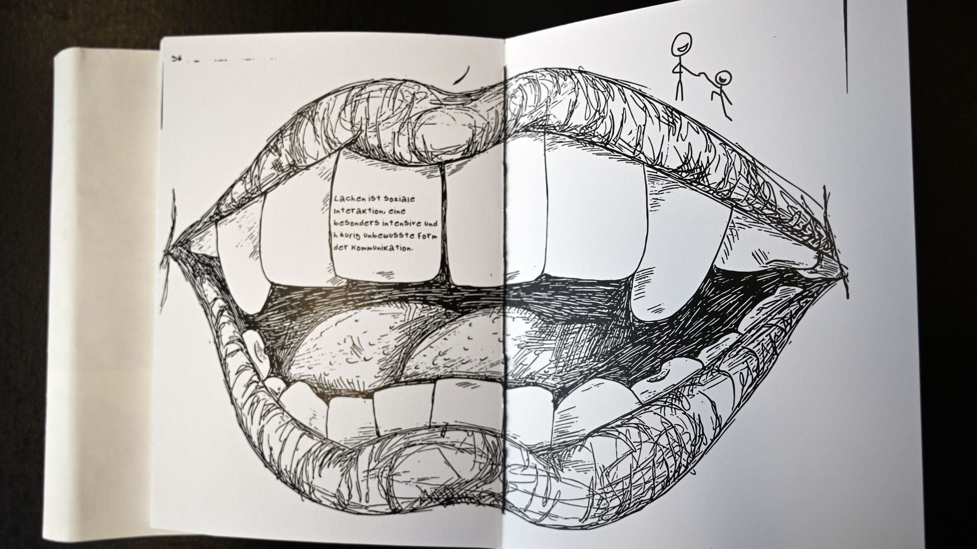 Zu sehen ist ein gezeichneter lachender Mund