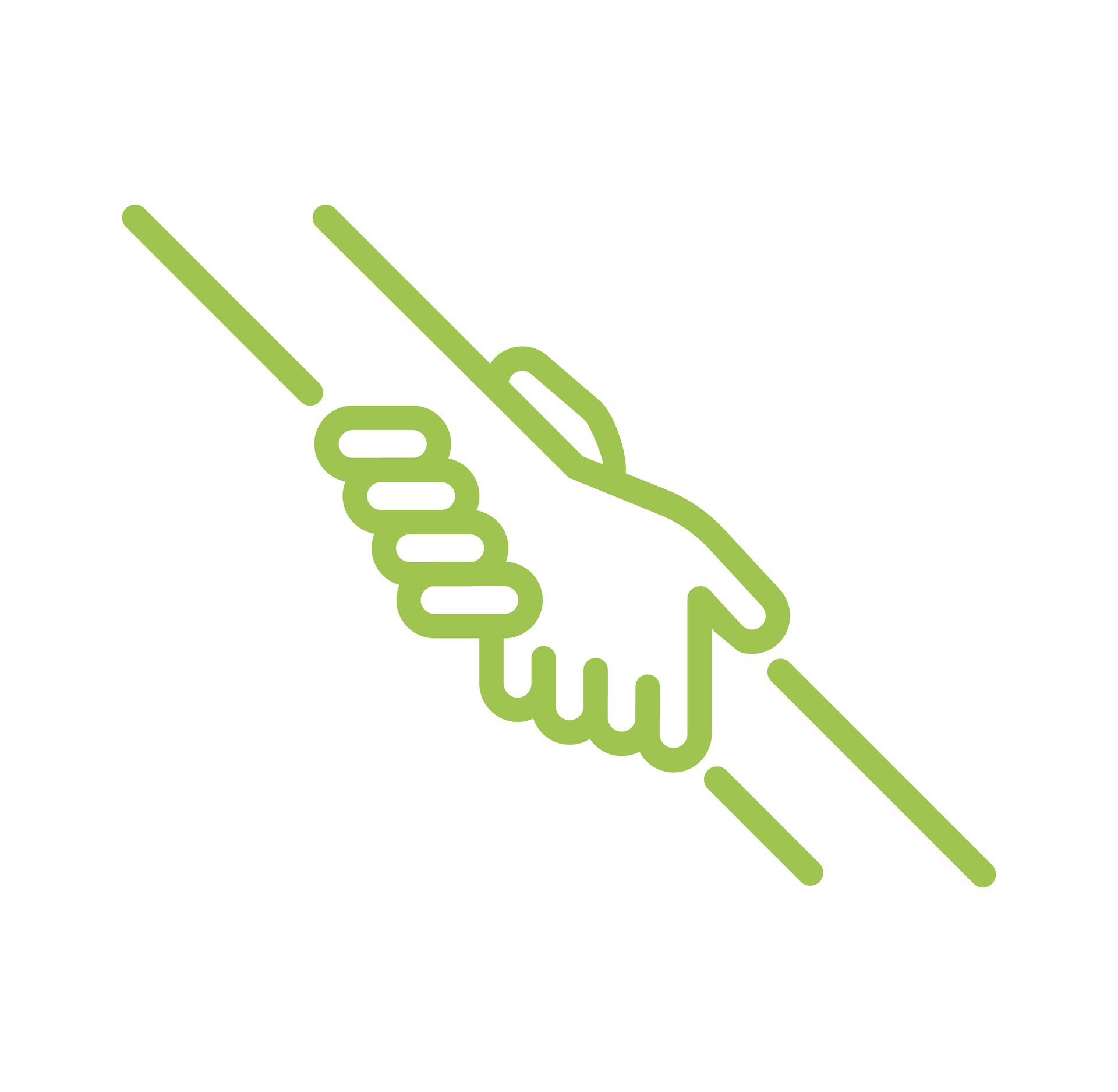 Illustration zum Thema Antidiskriminierung im minimalistischen Stil. Zu sehen sind zwei Hände, die sich festhalten. Die Darstellung hat einen weichen, freundlichen Charakter mit grünen Konturstreifen auf weißem Hintergrund.