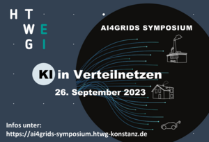 Werbebild für das Symposium zum Thema "KI in Verteilnetzen" am 26. September 2023 an der HTWG Konstanz