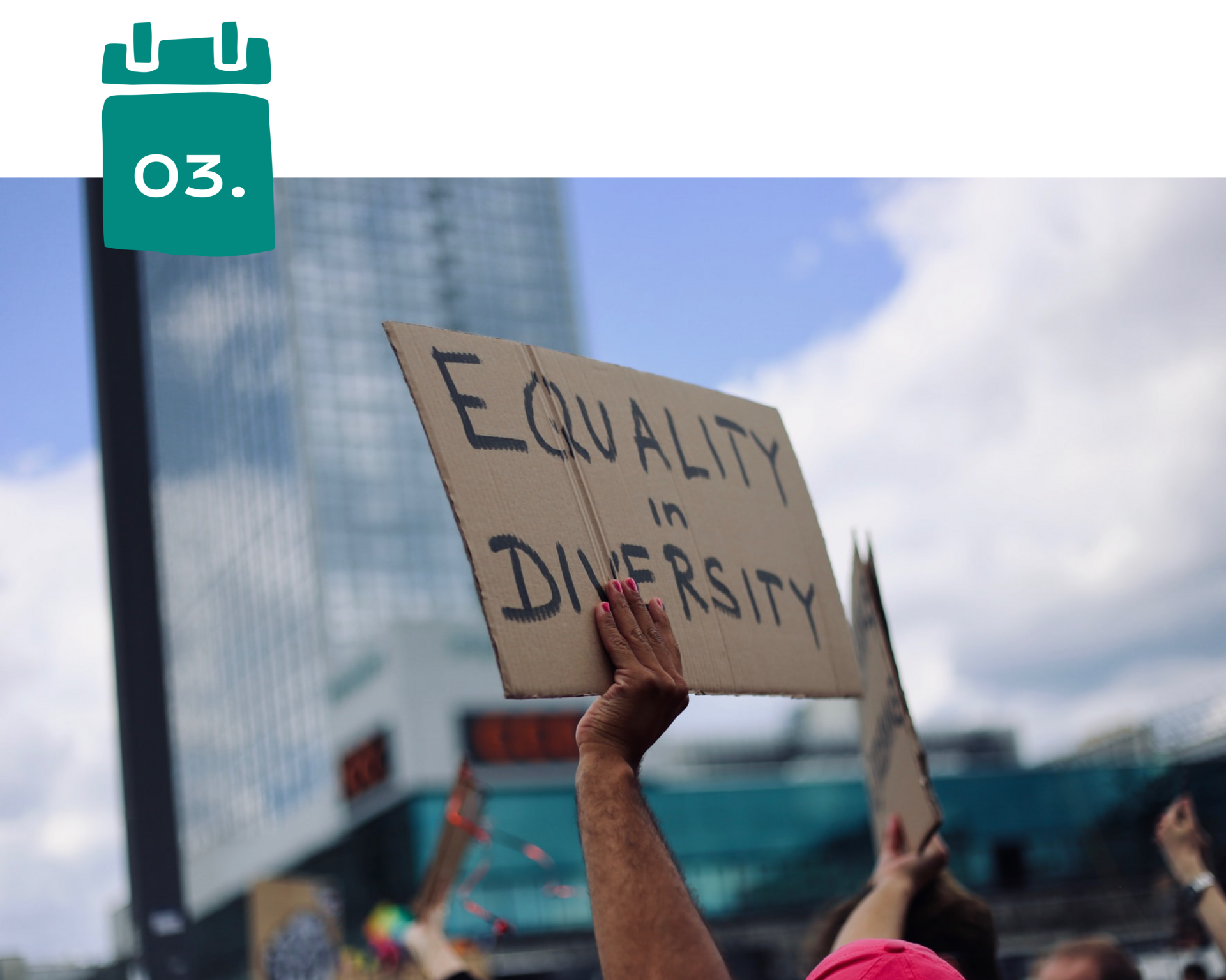 Schild mit Aufschrift "Equality in Diversity"
