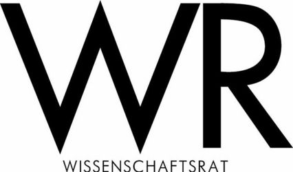 Logo WR in großen schwarzen Buchstaben.