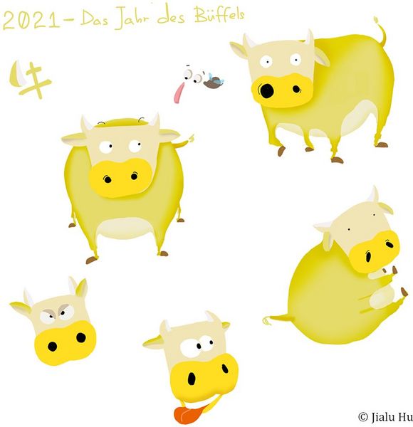 Beispielfoto Projekt »Character Design«. Illustrationen einer Kuh.
