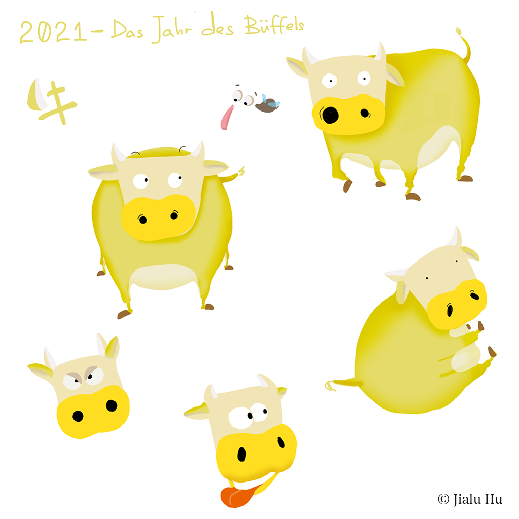 Beispielfoto Projekt »Character Design«. Illustrationen einer Kuh.