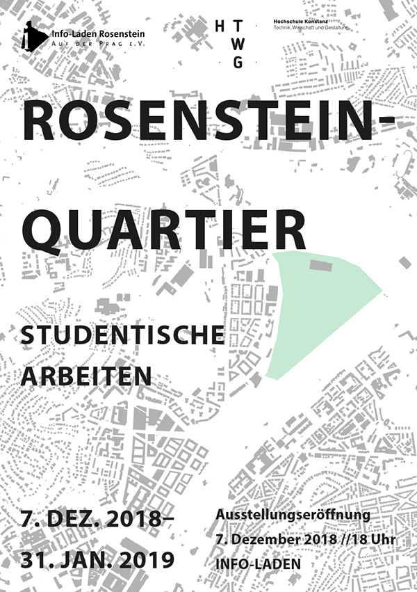 Plakat zur Ausstellung studentischer Entwürfe zum Rosensteinquartier Stuttgart