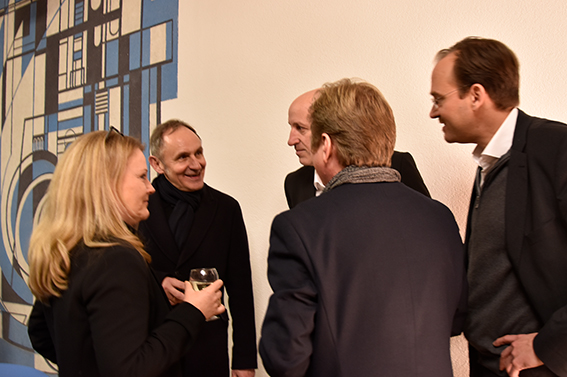 Volker Staab im Gespräch mit Prof. L. Haack, Prof. D. Fiederling, Prof. M. Faltlhauser und Prof. S. Krötsch.