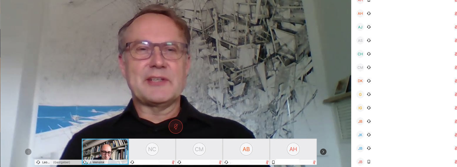 Bildschirmfoto aus Videokonferenz, Professor Leonhard Schenk spricht