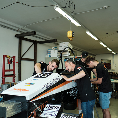 University of Applied Sciences Konstanz: The racing team in it´s workshop University of Applied Sciences Konstanz: The racing team in it´s workshop