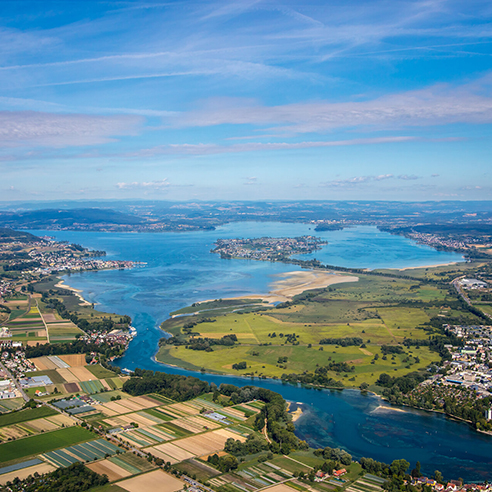 Bird´s eye view of Konstanz and parts of Lake Constance ("Untersee")