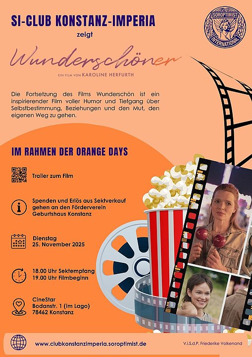 Plakat mit den in der Beschreibung zu finden Informationen und dem Filmplakat zu "Wunderschöner"