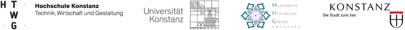 Logos HTWG Konstanz, Universität Konstanz, Muslimische Hochschulgruppe Konstanz, Stadt Konstanz