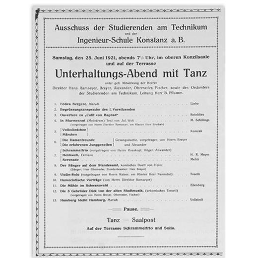 Programm einer Feier des Studierenden-Ausschusses