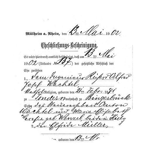 Auszug aus dem Stammbuch der Eheleute Wachtel