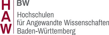 Das Logo von HAW BW: In roten Großbuchstaben steht HAW neben grauen Buchstaben BW Hochschulen für Angewandte Wissenschaften Baden-Württemberg