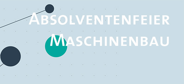 Ein Rechteck im design der HTWG mit der Aufschrift "Absolventenfeier Maschinenbau".