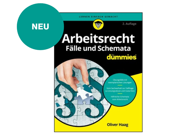 Ein gelb-schwarzes Buchcover. Auf dem Cover ist das Foto einer Hand abegbildet, die gerade ein Puzzle vervollständigt. Das Puzzle zeigt zwei Paragraphen. 