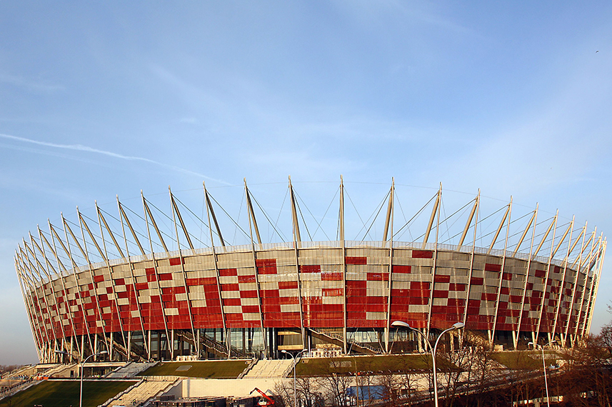Das Nationalstadion in Warschau von außen.