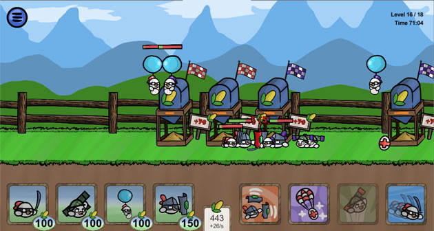 Die Illustration zeigt eine Szene des Spiels "Hungry Chicks"