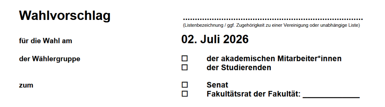 Der Kopf der Wahllisten der Gremienwahlen 2026 wird dargestellt
