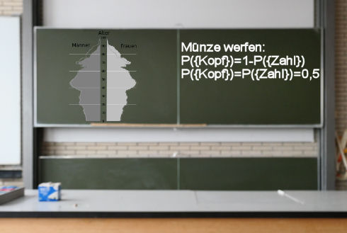 Alterspyramide und Münzwurf.