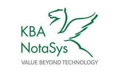 Das Logo ist in grün mit den Umrissen von einem geflügelten Pferd. daneben steht KBA NotaSys.