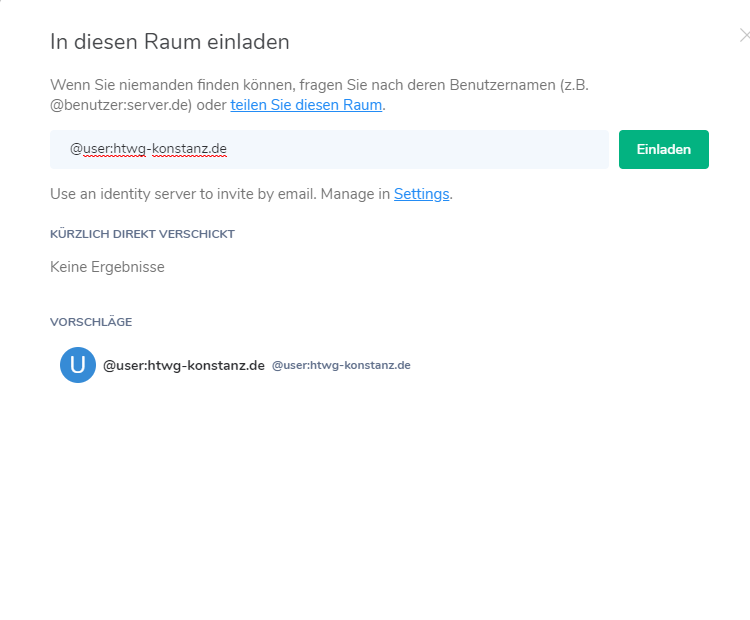 Riot Mitglieder einladen Auf dem Screenshot wird die Einladung von neuen Mitglieder in Riot/Matrix dargestellt