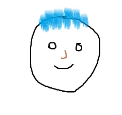 Strichmännchen mit blauen Haaren
